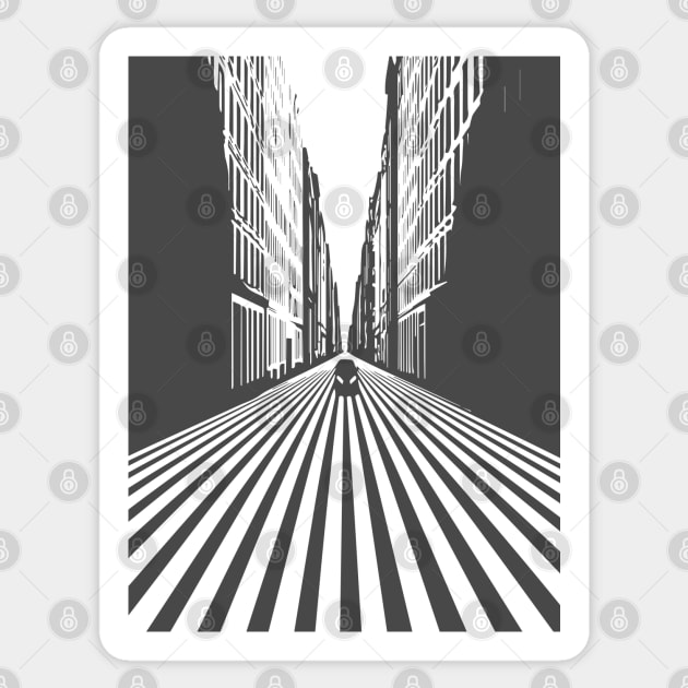 Endless Perspective Geometric Cityscape Op Art Design Sticker by TuncGK